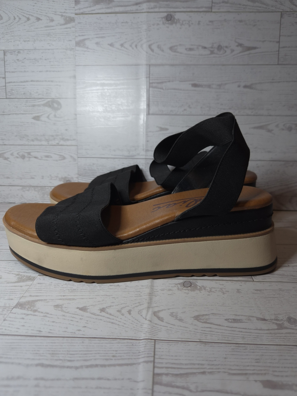 ZODIAC Women’s Black Platform Sandals with Elastic Ankle Strap